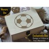 Soccer Ball Patterned Laser Engraved Wooden Box, Classic Design, Ideal