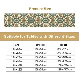 Damask Plants Table Runner, Retro Green Colorful Floral Linen Table Top Decor for Wedding Party 13x36 Inch