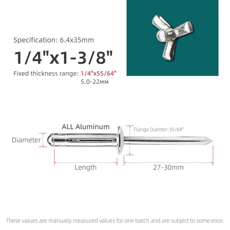 40pcs Trifold Rivets,Silver Aluminum Alloy Folding Blind Rivets,Tri-fold Exploding Pop