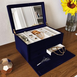 WESTICK Navy Blue Velvet Felt Drawer Liner Self Adhesive Velvet Wallpaper Peel and Stick Fabric Felt Sticker Rolls Decorative Velvet Contact Paper for Jewelry Badge Box Dresser Cabinets 12" x 80"