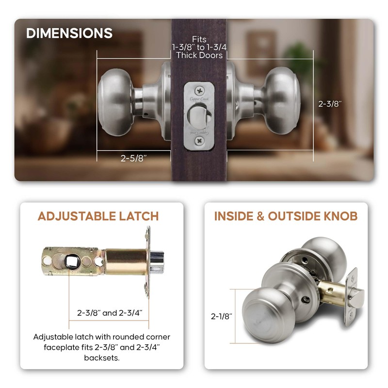 Copper Creek Colonial Passage Interior Door Knob – ANSI Grade-3