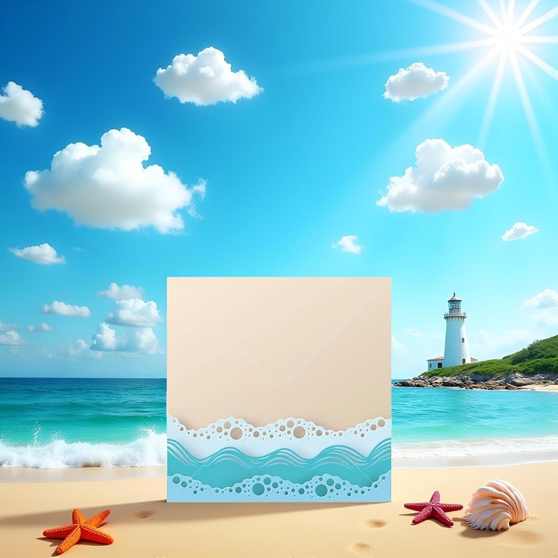 Ocean Beach Wave Metal Cutting Dies Set,Summer Stencil and Embossing