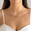 Pearl Cross Necklace Dainty Sideways Cross Necklace for Women Girls