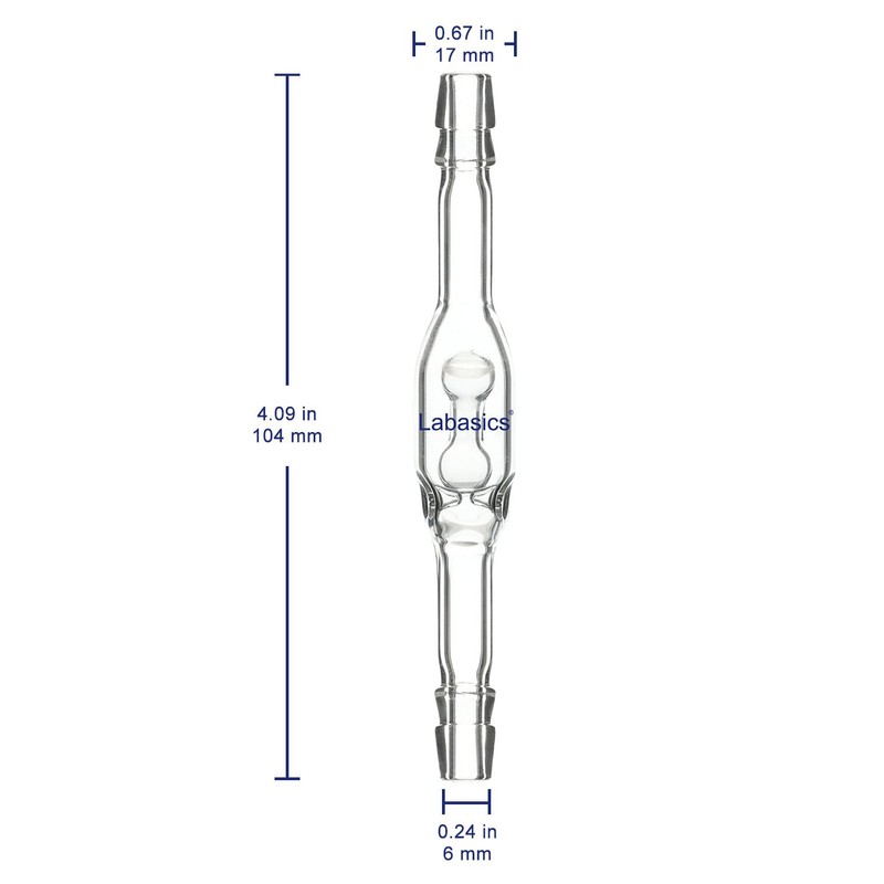 Labasics Glass Check Valve, Borosilicate Glass Check Valve with Dual