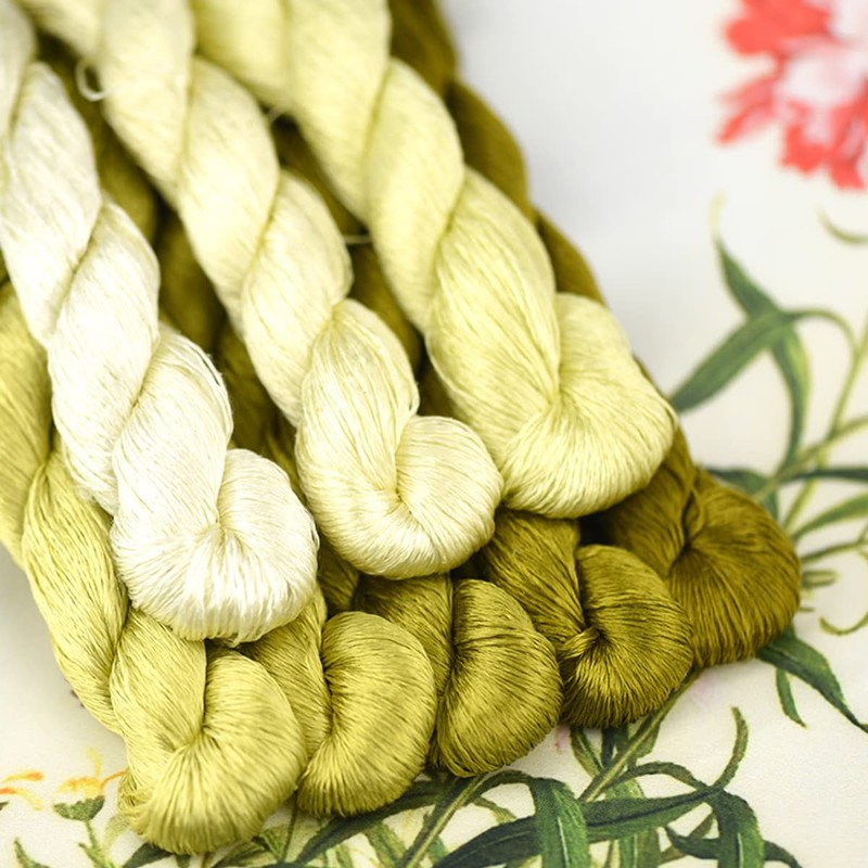 MINGGUXIUYI Natural 100% Silk Thread, Handmade Embroidery Thread, Silk Embroidery