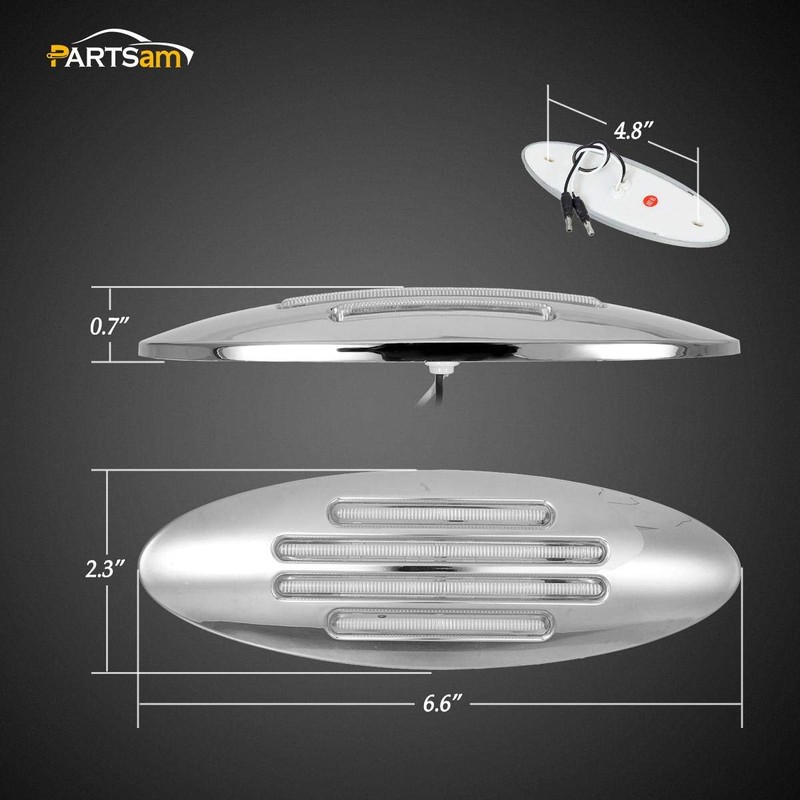 Partsam 5Pcs Flatline Amber Oval Semi Truck 24LED Marker Lights,