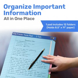 Find It - Bloc de notas de carpeta de archivos, paquete de 12-9.5 x 12.5 pulgadas, carpetas organizadoras para archivar, documentos y organización del portapapeles, varios colores