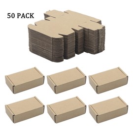 Pxyelec Pack of 50 Kraft Paper Boxes, Foldable Rectangular Paper Box, Packaging Box for Shipping, Storage of Small Items, Brown, 91 x 51 x 25 mm