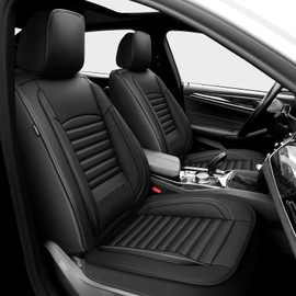 Kaomim Seat Covers Fit for Toyota Camry 2012-2024 2025 Waterproof Car Seat Covers Full Set 5 Seats Faux Leather Car Seat Cushion Protector Compatible Airbag(Black)