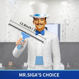 MR.SIGA MR.SIGA Professional Window Cleaning Combo - Squeegee & Microfiber Window Scrubber, 14"