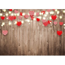 LYWYGG 7X5FT Happy Valentine's Day Backdrops Valentines Decoration for Photography Mom's Party Banner Backgrounds Wooden Wall Valentine Backdrop for Photography Props CP-308