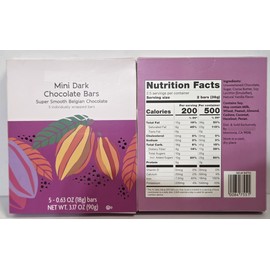 Trader Joe Mini Dark Chocolate Bars Super Smooth Belgian Chocolate 3.17oz 90g (Single Box)