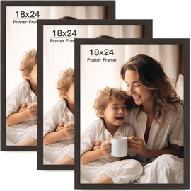 FinalFind 18x24 Picture Frame Set of 3, Black Wood Grain 18 x 24 Frame for Horizontal and Vertical Wall Mounting (3 pack,Black)