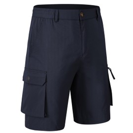 YuKaiChen Men's Stretch Cargo Shorts Zipper Pocket Relaxed Fit Shorts Navy Blue Size 40