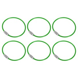 PATIKIL 5.9" Length Wire Keychain Cable, 6 Pack Stainless Steel 2mm Key Ring Loop for Outdoor Hiking Hanging Luggage Tag Keys ID Card, Green