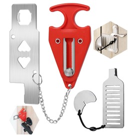 Portable Door Lock for Travel Door Lock Hotel Room Security Devices Apartment Jammer Additional Safety for Traveling Home College 2022 Upgrade (Red Combination)