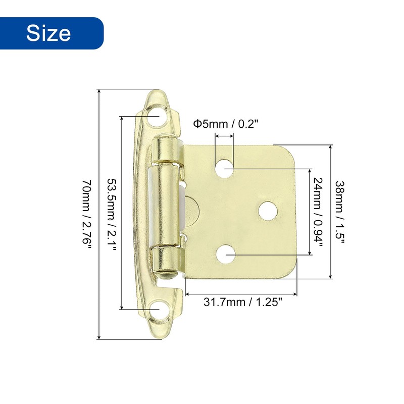 sourcing map Cabinet Kitchen Inset Hinges, 6Pcs 1/2" Overlay Semi-Concealed