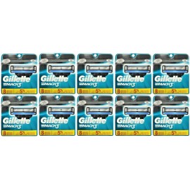 Gillette Mach3 Razor Blade Refills, 8 Cartridges (Pack of 10)