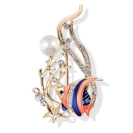 YAZILIND luxury brooch pin tropical fish rhinestone breastpin women clothing corsage accessories party jewelry