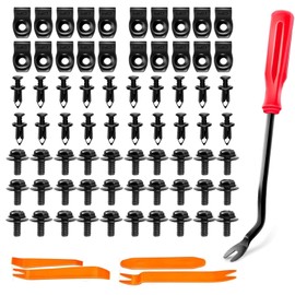 70Pcs Universal Style Engine Under Cover Splash Shield Guard Body Bolts Bumper Fender Liner Push Retainer Fastener Rivet Clips with Fastener Removal Tool for GM Ford Toyota Honda Chrysler