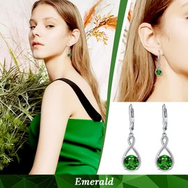 SEIYANG Infinity Earrings 925 Silver Hanging Hoop Earrings Dangle Women with 5A Cubic Zirconia Birthstone for Women Birthday Jewellery Gift for Her, 925