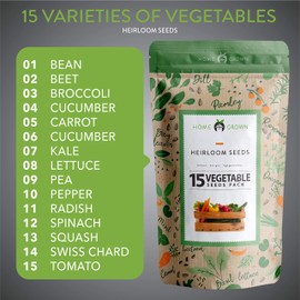 HOME GROWN 15 Heirloom Vegetable Seeds - 7000+ Survival Bugout Seeds and Essential Emergency Prepper Gear - Non GMO Vegetable Seeds for Planting Home Garden Pack