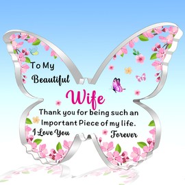 AMZQ Wife Gifts Wife Butterfly Shaped Plaque Valentines Anniversary Wedding Christmas Birthday Gifts for Wife