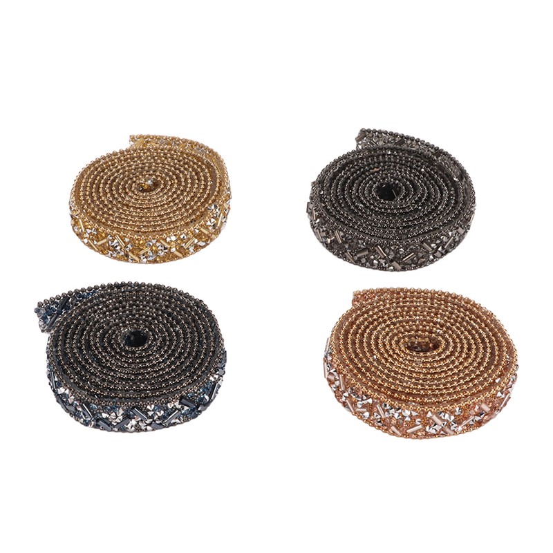 4Pcs Crystal Rhinestone Ribbon Self Adhesive Cuttable Shiny Rhinestone Ribbon