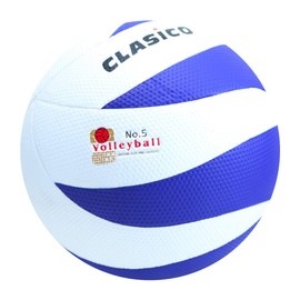 CLASICO Size 5 Soft Volleyball – White/Blue ，Indoor Training Ball with Japanese Microfiber，Includes Pump, Needle ，for Teens & Adults