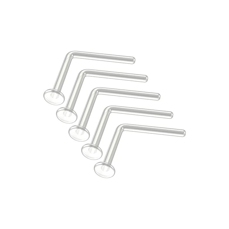 Evonix 20g Clear Nose Studs - Bioflex L-Shaped Nose Retainers