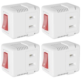 PLUGTUL 2 Prong Outlet Switch, Single Outlet with ON Off Switch, ELT Listed, 15A 125VAC 60Hz, 4Pack, White