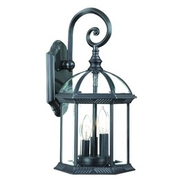 HomeRoots Three Light Matte Black Eastern Lantern Wall Light
