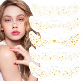 JSTHHTT 10 PCS Glitter Freckles Tattoo, Face Glitter Makeup Patches, Sparkle Freckles Patches, Gold Glow Up Face Speckles, Temporary Freckles Face Stickers for Women Girls Party Makeup Accessories