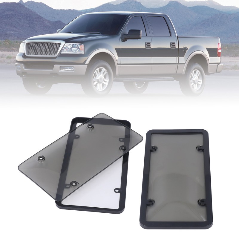 License Plate Frame Cover Set Standard Fit Smoky UV Resistant