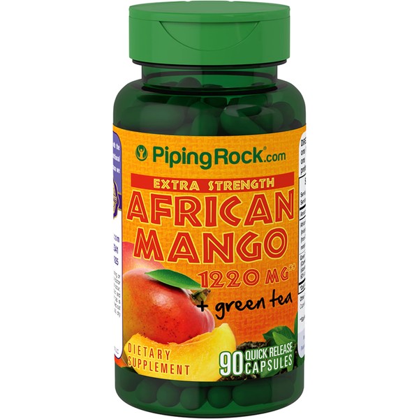 Piping Rock African Mango Seed Extract 1220 mg | 90 Capsules | with Green Tea | Extra Strength Supplement | Non-GMO, Gluten Free