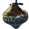 6 x Sequin Navy Blue Gold Christmas Tree Baubles Decorations