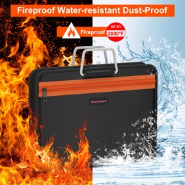 Fireproof Accordion File Organizer with 13 Pocket, Document Organizer with Handle & Labels, Expanding File Folder Multi-Layer Portable Home Travel Storage for Letter A4 Files and More