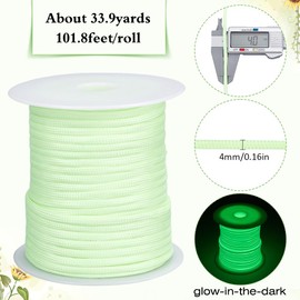 SOFPLATE 102 Feet/31M Parachute Rope Glow in The Dark Paracord Kit 4mm Green Polyester Multifunction Luminous Survival Climbing Paracords Lanyard Cord with Spool for DIY Crafts Projects Accessories