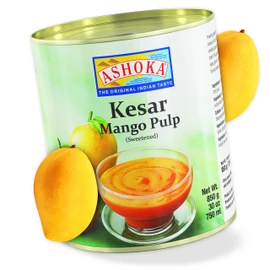 Ashoka Premium Mango Puree, Sweetened Kesar Mango Pulp, Great for Smoothies, Juices, Baking, and Eating as Whole, Rich Mango Concentrate from India, 30 Ounce