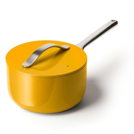 Caraway Nonstick Ceramic Sauce Pan with Lid (3 qt) - Non Toxic, PTFE & PFOA Free - Oven Safe & Compatible with All Stovetops (Gas, Electric & Induction) - Marigold