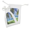 Lunarable Exotic Blue Fabric Pouch Set of 2, Tropical Picturesque