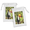 Lunarable Jungle Fabric Pouch Set of 2, Tucan Bird Tree
