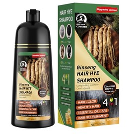 Hair Dye Shampoo 3 in 1 for Women & Men 100% Gray Hair Coverage - Herbal Ingredients Natural Plant Hair Color - Hair Dye in Minutes 500ML（Chestnut Brown）