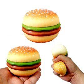 Cooplay 2pcs Hamburg Shape Decompression Stress Relief Toys Food Shape Extrusion Relaxation Extrusion Pulling and Deformation Decompression Kitchen Decorative Props
