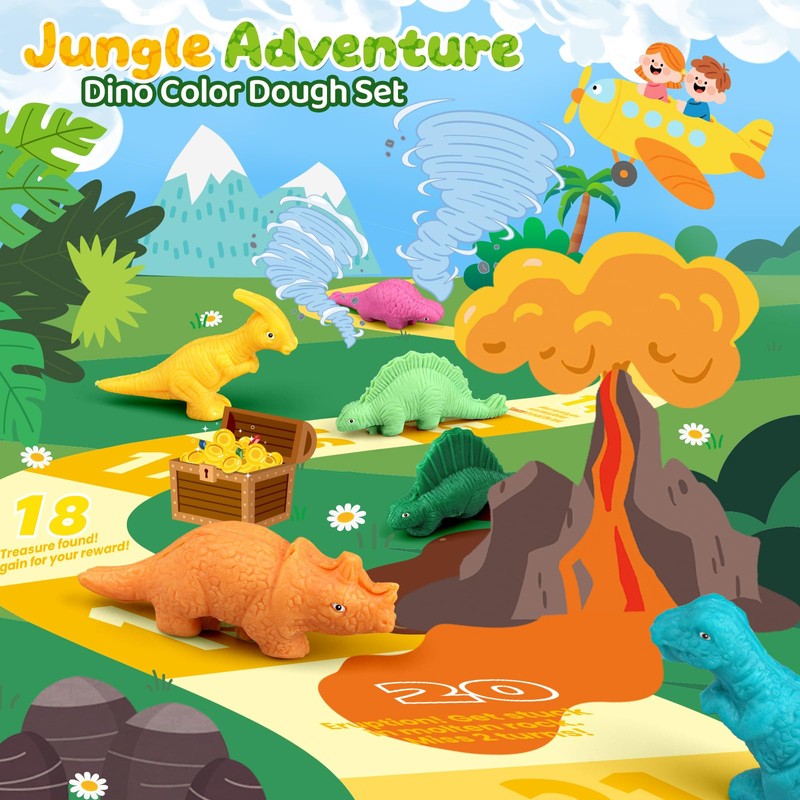 Dinosaur Playdough Sets for Kids Ages 2-4, Family Board Games