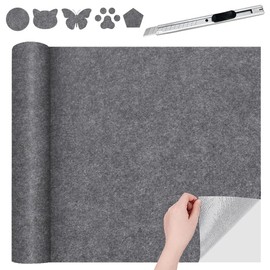 LOMUG 40x200cm Klebefilz Selbstklebend Silbergrau, 2mm Dick Filz Selbstklebend Filzstoff Meterware Filzrolle Filzmatte, Bespannstoff aus Filz, Innenraumverkleidung Bastefilz für DIY Box Liner Möbel