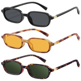 YMRFW Retro Rectangular Sunglasses for Women Narrow Trendy Small 90s Style Square Frame UV Protection Sun Glasses