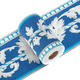 Yoillione Trim Border Masking Tape Wallpaper Seal, Interior Seal, Blue, Removable, Embossed, Uneven Wisteria Flower Remake Sheet, Kitchen Seal, Northern Europe, Waterproof, Wall Sticker, Flower, 3D,