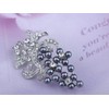 Alilang Silvery Tone Shine Clear Rhinestones Faux Pearls Grape Fruit