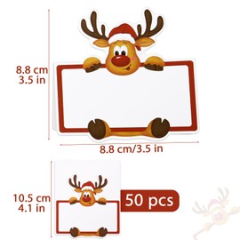 50pcs Christmas Reindeer Place Cards for Table Setting Christmas Foldable Table Name Cards for Christmas Parties Christmas Banquet